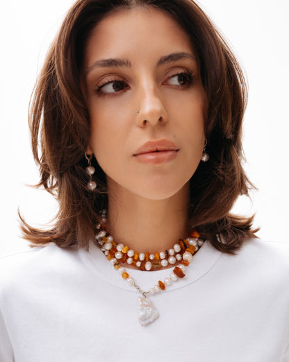 Amber and Pearl Necklace