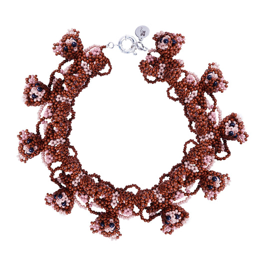 Teddy Bear J.A. Brown Necklace